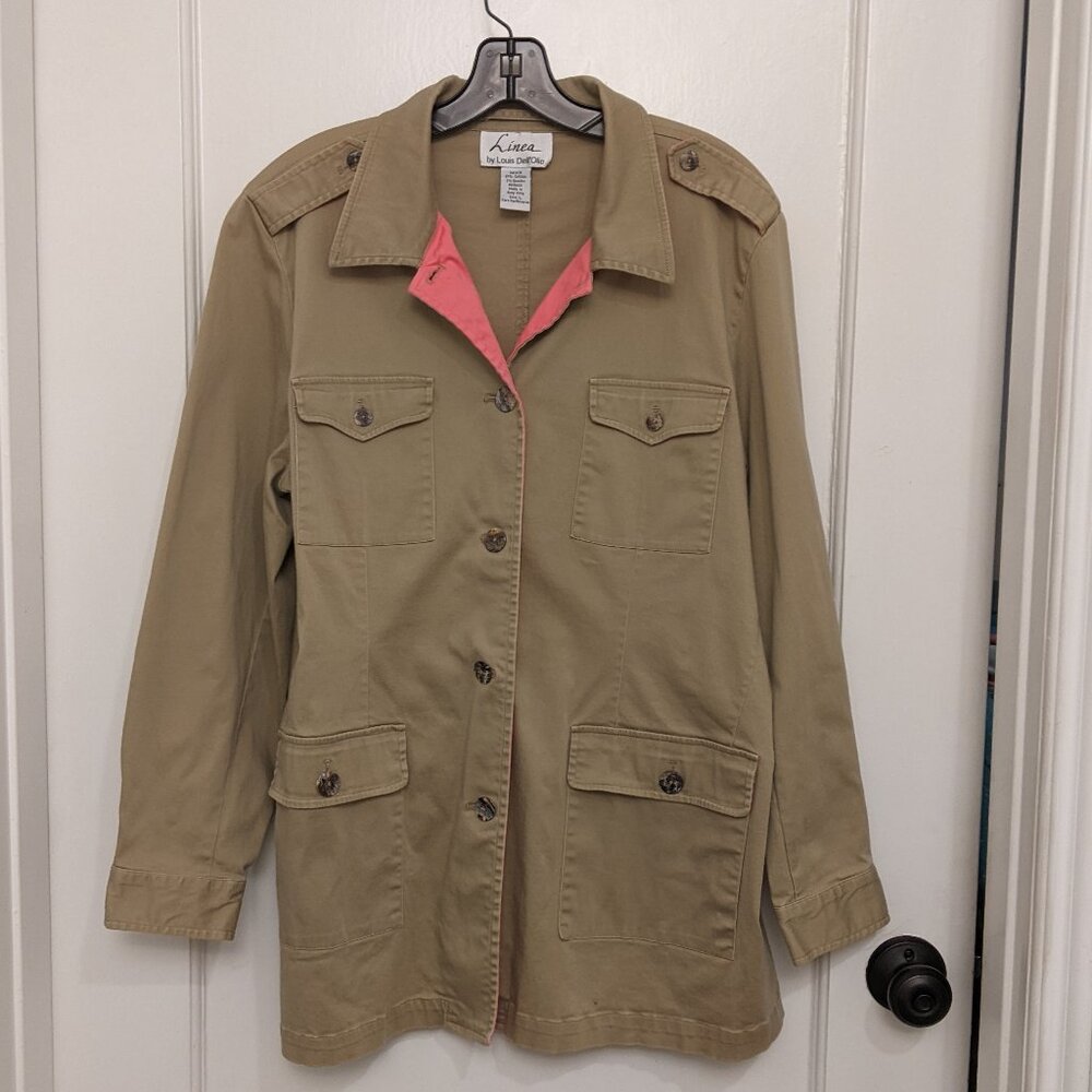 Linea by Louis Dell’Olio Utility Jacket Large Tan Stretch Cotton Outdoors Fall